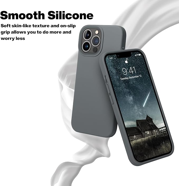 OTOFLY Designed for iPhone 13 Pro Max Case, Silicone Shockproof Slim Thin Phone Case for iPhone 13 Pro Max 6.7 inch (Space Gray)