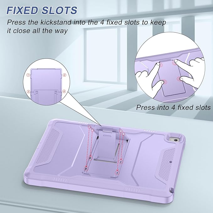 Soke Case for iPad 6th/5th Generation 9.7 Inch 2018/2017,with Built-in Screen Protector and Kickstand, Rugged Full-Body Heavy Duty Protective Cover for Apple iPad Air 2 /Pro 9.7 - Violet