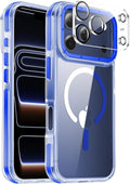 Strong Magnetic for iPhone 17 Pro case with camera lens protector [10Ft Military-Grade Protection] Compatible with fit MagSafe Shockproof Slim Thin Cover case for iPhone 17 Pro 6.3 inch, Clear Blue
