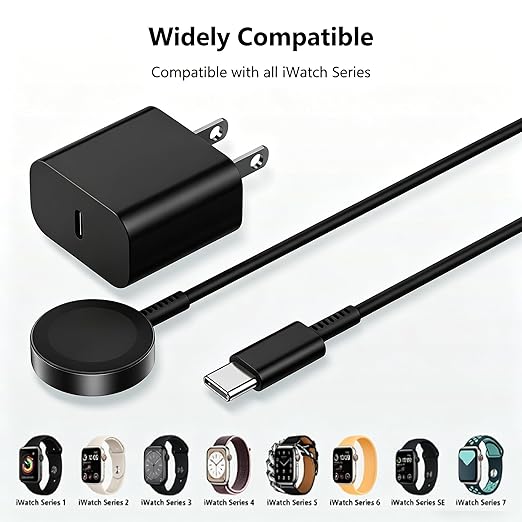 USB C Apple Watch Charger, [Apple MFi Certified] Magnetic iWatch Fast Charging Cable Cord 6ft and iPhone Type C Wall Charger Plug Block for Apple Watch Series Ultra 2/Ultra/11/10/9/8/7/SE/6/5/4/3/2