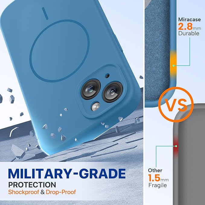 Miracase Compatible with iPhone 15 Case, [Soft Anti-Scratch Microfiber Lining], Liquid Silicone Case Gel Rubber Shockproof Drop Protection Phone Case for iPhone 15, Capri Blue