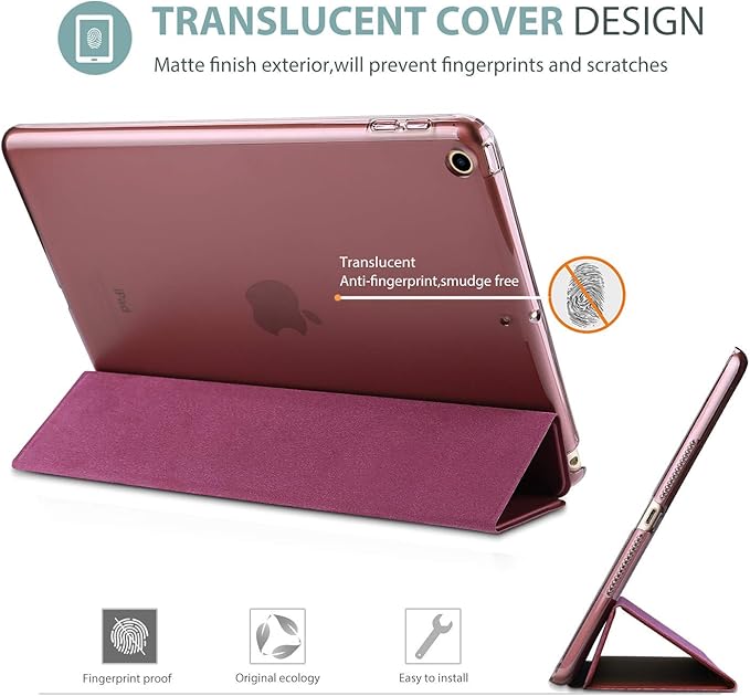 ProCase Smart Case for iPad 9.7 Inch iPad 6th/5th Generation 2018 2017(Model: A1893 A1954 A1822 A1823), Ultra Slim Lightweight Stand Cover with Translucent Frosted Back -Wine