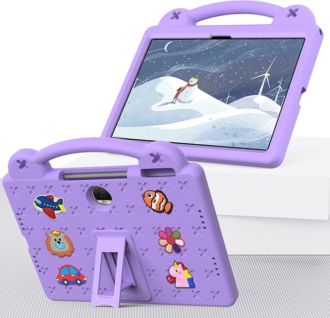 AKABEILA Compatible with Honor Pad 9 2023 12.1 inch Tablet Case, Kids Friendly Universal Lightweight Shockproof Protective Case with Shoulder Strap & Stand Handle Light Purple