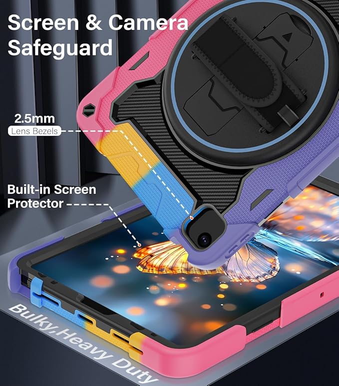 for iPad Pro 11 Case 4th 3rd 2nd 1st Gen (2022 2021 2020 2018) & iPad Air 5th 4th Generation 10.9 inch Case with HD Screen Protector, 360 Rotating Kickstand/Hand Strap, Shoulder Strap