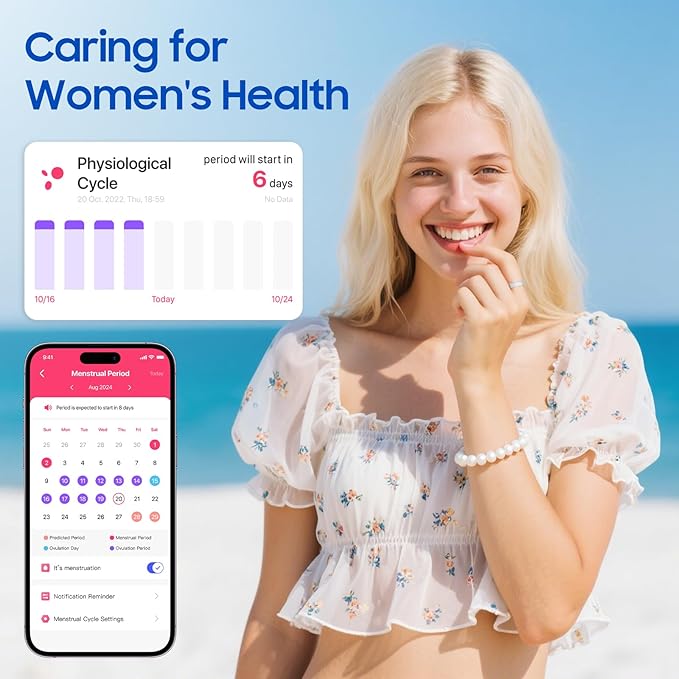 Smart Health Ring, Featuring Stress and Sleep Monitoring Functions, Compatible with iOS and Android,Waterproof Fitness Tracker for Women & Men, No Subscription Fee. (Black, 7)