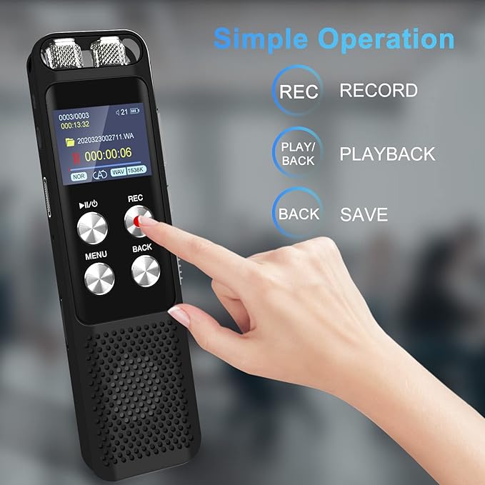 72GB Digital Digital Voice Recorder: Voice Activated Recorders with Playback, Audio Recording Device for Lectures Meetings, Dictaphone Sound Portable Tape Recorder with Password | USB