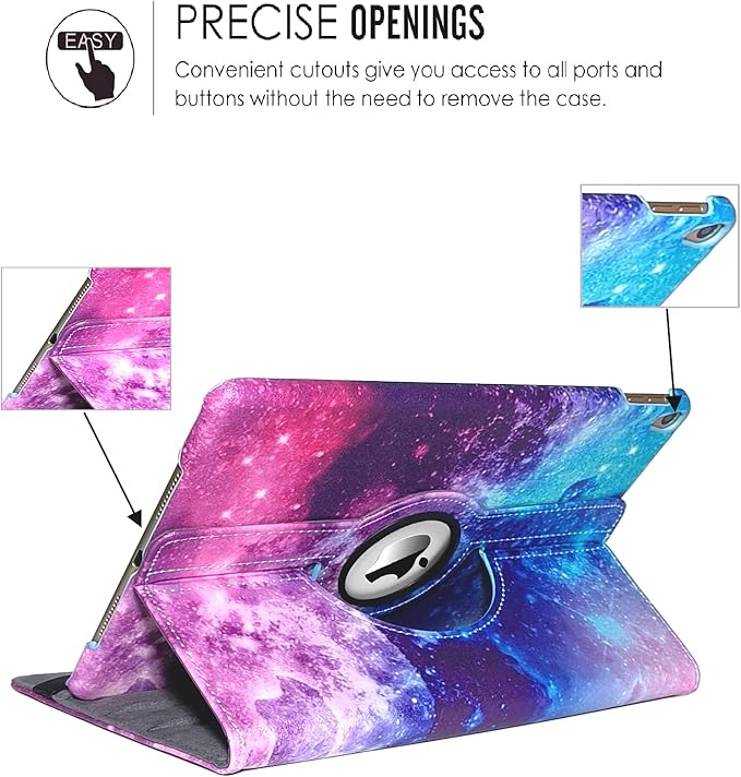 360 Rotating Stand Smart Case for iPad Air (3rd Gen) 10.5" & iPad Pro 10.5" - Auto Wake/Sleep Feature, Colorful Starry Sky