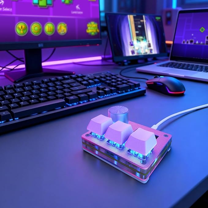 O3C Rapid Trigger Hall Effect Keyboard Suitable for OSU and Geometry Dash Rhythm Game Macro Keypad with Magnetic Linear Switches (Pink, Gateron Jade Pro Green Switch)