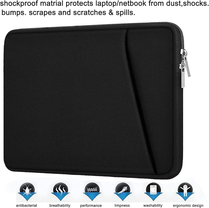 Laptop Case 17 Inch, Durable Briefcase Cover Shockproof Protective Sleeve, Handbags Portable Laptop Bag for 17 inch HP Dell Asus Lenovo Notebook Computer Case with Front Pocket, Black