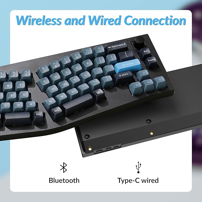 Keychron Q8 Pro QMK/VIA Programmable Wireless Custom Mechanical Keyboard, 65% Alice Layout Bluetooth/Wired, Hot Swappable, Ergonomic, Aluminum, RGB Backlit for Mac Windows Linux-Black