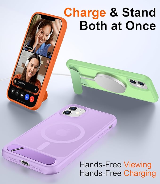 Magnetic Compatible with iPhone 11 Phone Case, [Built-in Invisible Kickstand][Compatible with MagSafe] [Military Grade Shockproof] Slim Translucent Matte Phone Case for iPhone 11 6.1"