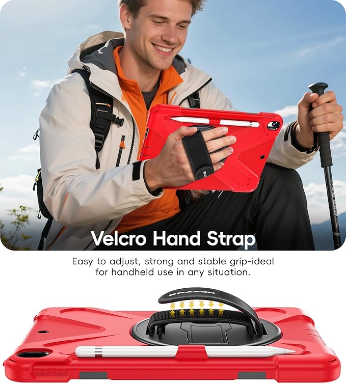 BRAECN Case for iPad Air 3rd Generation 2019 / iPad Pro 10.5 inch 2017, Rugged Heavy Duty Shockproof Cover with Pencil Holder, 360° Rotating Kickstand & Adjustable Hand Strap & Shoulder Strap for Kids