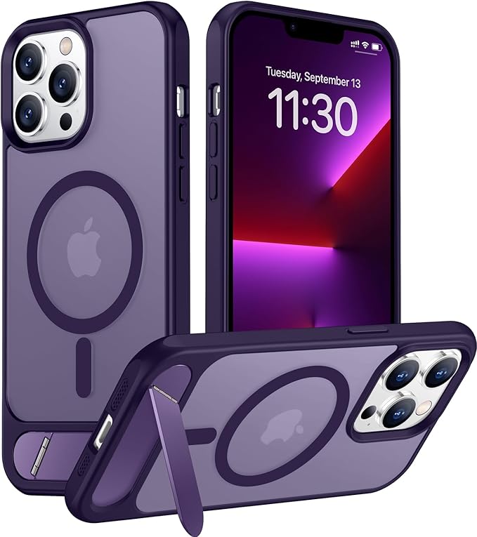 Magnetic Compatible with iPhone 13 Pro Max Case, [Built-in Invisible Kickstand][Compatible with MagSafe] [Military Grade Shockproof] Slim Translucent Matte Phone Case for iPhone 13 Pro Max 6.7"