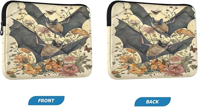 Goth Bat Flowers Laptop Sleeve 13 inch Cute Laptop Bag 14 inch Waterproof Computer Bag for Women Laptop Accessories Computer Cover Bag for Tablet Men, A06D24018