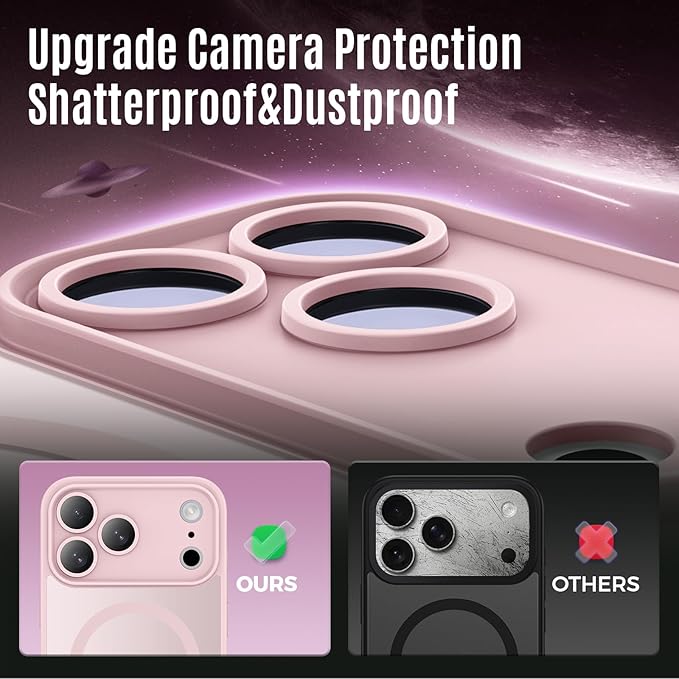 Symcele Designed for iPhone 17 Pro Max Case, Compatible with MagSafe, [Camera Protection] [15FT Military Drop Protection] Shockproof Translucent Matte Anti-Slip Phone Case, 6.9", 6.9", Pink