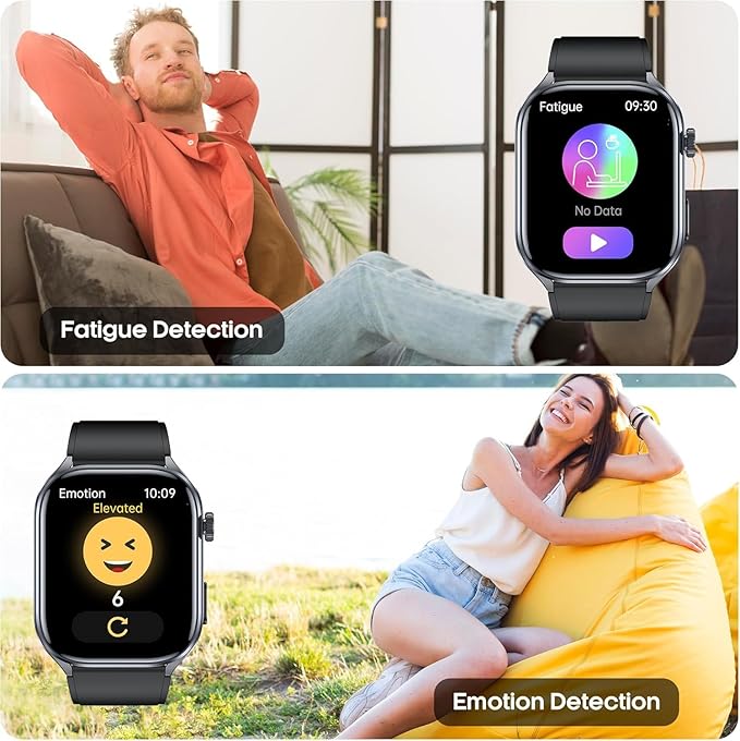 Advanced Health Smartwatch for Women Men with Real-Time Monitoring of Heart Rate, Sleep Quality and Stress Levels, Always-On Display，Bright Flashlight (Black)