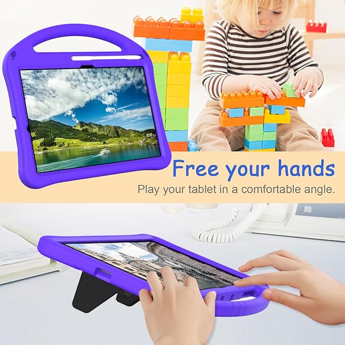 Kids Case for Samsung Galaxy Tab S11 2025 11" Tablet, Techcircle Light Weight Shock Proof EVA Foam Handle Rugged Stand Protective Case, Purple