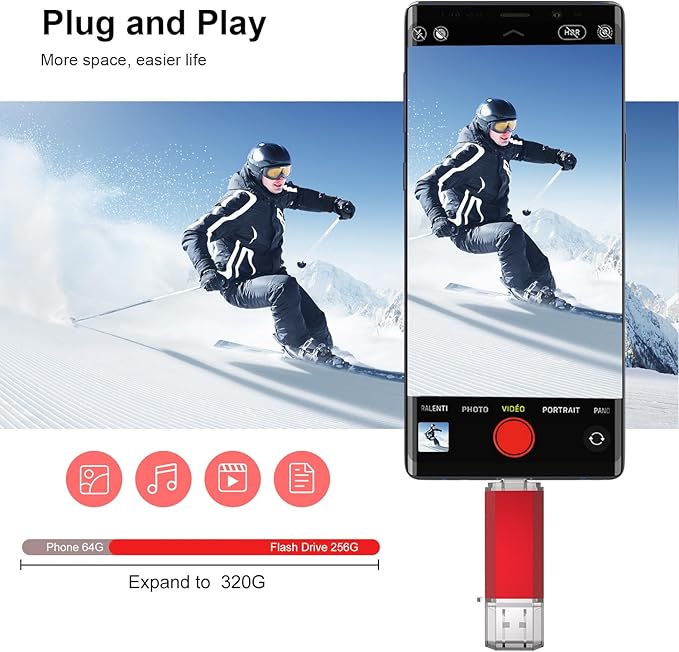 RAOYI 256GB USB C Flash Drive Upgraded 130MB/s 2 in 1 USB 3.1 Type C Dual OTG Metal Thumb Drive Memory Stick with Keychain Suitable for USB-C Smartphones, PC, Macbooks and Tablets (Red)