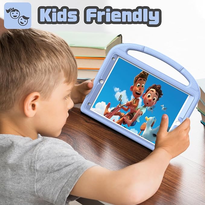 YIHE Kids Case for iPad 9th/8th/7th Generation, iPad Pro 10.5 & Air 3, Shockproof Protective Cover with Handle Stand & Screen Protector for 10.2/10.5 Inch iPads, Light Blue
