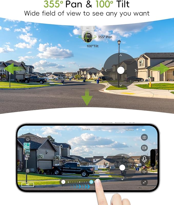 2.4G/5G Security Cameras Wireless Outdoor, 2K Solar Camera for Home Security, 360° PTZ/3MP Color Night Vision/Battery Powered/2Way Talk/Compatible with Alexa/IP66 Waterproof(2 Pack)