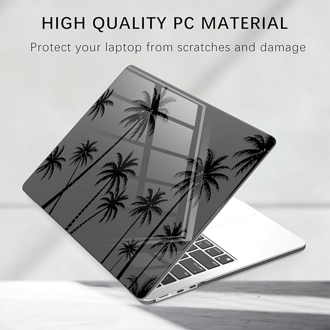 Compatible with MacBook Pro 14 inch Case M5 M4 M3 M2 M1 Pro/Max 2026-2021 A3427 A3426 A3434 A3112 A3185 A3401 A2918 A2992 A2779 A2442, Black Palm Tree Hard Shell Clear Black Cover