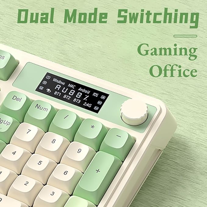 AULA S99 Pro Wireless Keyboard, Gaming Keyboards Media Knob Custom RGB Backlit, 3-Modes BT/2.4G/USB-C Membrane Cute Creamy Keyboard for Windows/MAC/PC Gamer - Blue White