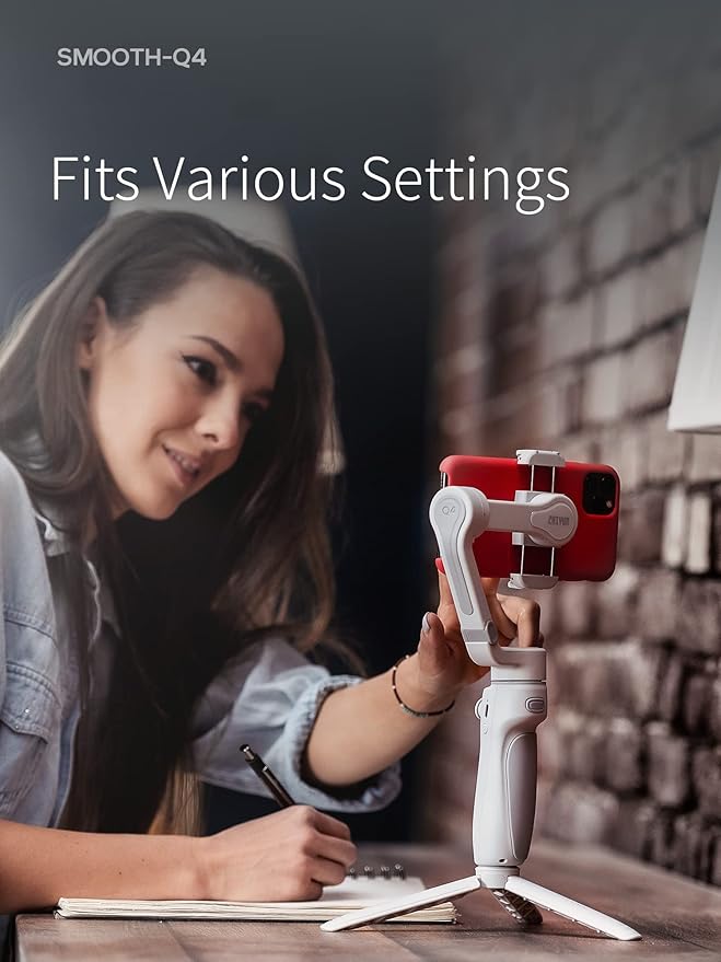 ZHIYUN Smooth Q4 Gimbal Stabilizer, 3-Axis Smartphone Phone Gimbal, Built-in Extension Rod, Foldable and Portable, Android and iPhone Gimbal, Vlogging, TikTok YouTube Video