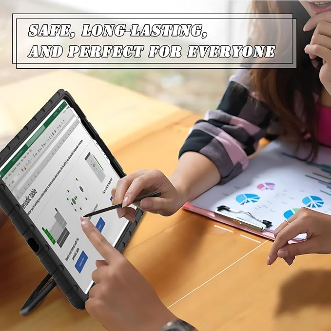 for iPad Pro 12.9 Case 3rd 4th 5th 6th Generation with Pencil Holder & 360° Rotating Handle Stand, New Cute Rugged Cover for iPad Pro 12.9 inch 2022/2021/2020/2018 - Black
