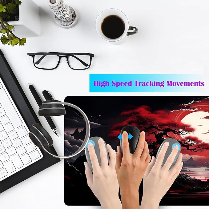 Japanese Mouse Pad, Large Japanese Desk Mat, XXL Anime Gaming Keyboard Mat, Non-Slip Rubber Base & Stitched Edges, Big Extended Desk Protector for Home Office, 31.5”x15.7” Dark Canyon