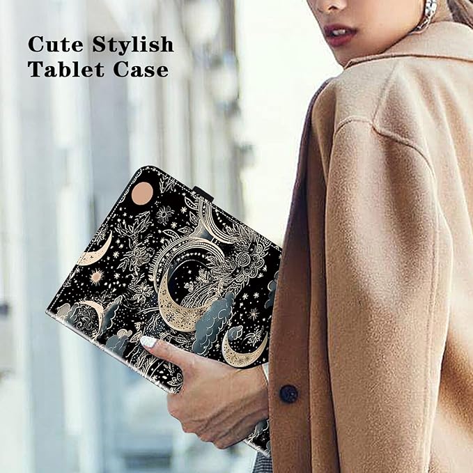 Case for iPad Pro 12.9 2022/2021/2020/2018, PU Leather Tablet Cases Flip Folio Multi-Angle Viewing Stand Protective Cover for iPad Pro 12.9" 6th Gen/5th Gen/4th Gen/3rd Gen - Moon
