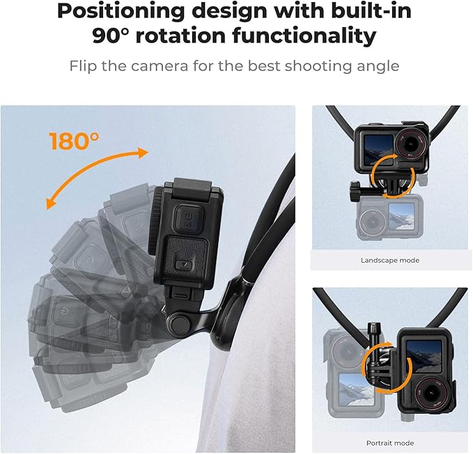 K&F CONCEPT Neck Mount with Air Cushion, Camera Holder with 1/4" Adapter Hands-Free POV Vlogging for GoPro Hero 13/12/11/10/9/8/7/6/5/4/MAX, Insta 360 X5/X4/Ace Pro 2, DJI Osmo Nano Action 6/3/4/5 Pro