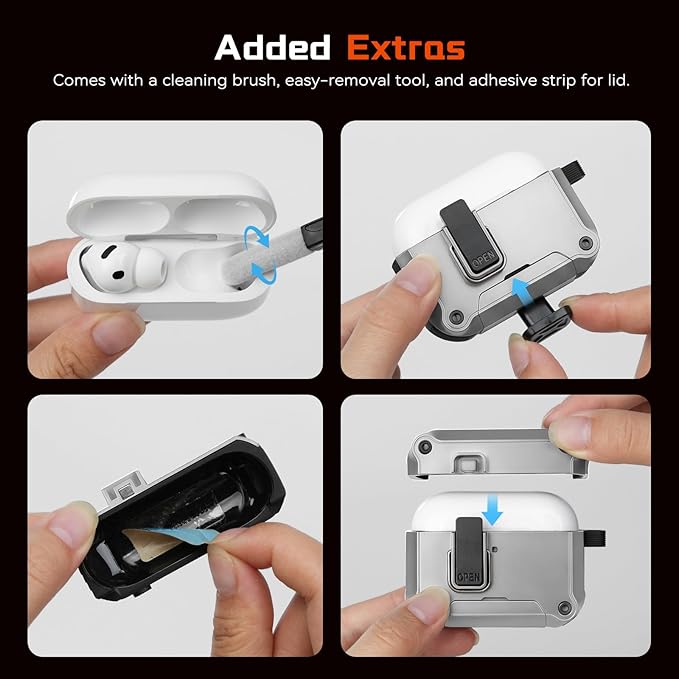 Inesore Compatible with AirPods Pro 3 Generation Case,Secure Lock & Phone Stand Design,Compatible with MagSafe,Automatic Snap Switch Secure Cover for New AirPods Pro 3rd (2025)-Silver