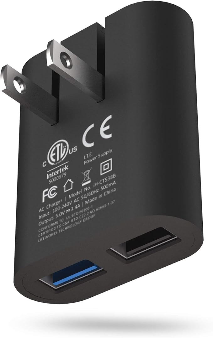 iHome 2-Port USB Wall Charger, AC Pro Multiport Plug Adapter, Phone Charging Block with Dual Ports for Home & Travel