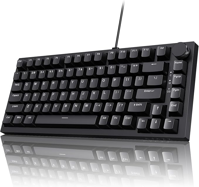 Ajazz AK820 75% Wired Gasket Mechanical Gaming Keyboard with Volume Knob - South Facing LED - Poron Foam - PBT Keycaps - Programmable RGB Hot Swap Keyboard