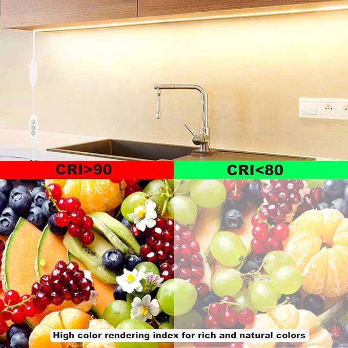 USB Light Strip Warm White 3000K CRI 92+ Small Dimmable COB LED Strip Light Cuttable 5V USB Powered 6 ft 10W for TV Backlight Cabinet Bedroom Indoor DIY Lighting Project