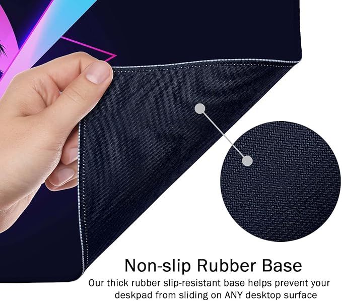 SSOIU Vaporwave Palm Large Gaming Desk Mat - Extra Large, Cute, Keyboard Mat - XXL Gaming Mouse Pads, 35.5 x 15.7 inch