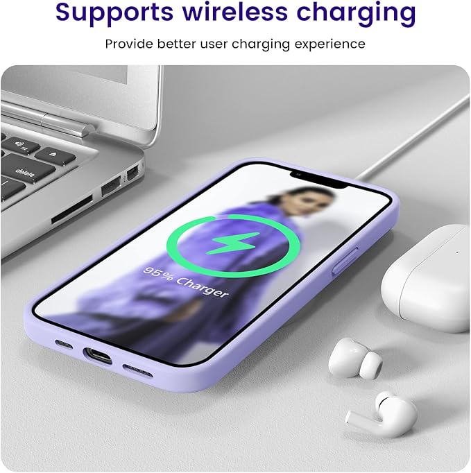 OTOFLY Designed for iPhone 13 Case, Silicone Shockproof Slim Thin Phone Case for iPhone 13 6.1 inch Light Purple