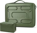 DOMISO Laptop Hard Case 14-14.4 inch Waterproof Shockproof Hard Shell Laptop Sleeve with Handle & Storage Pocket, Compatible with MacBook, HP, Dell, Green