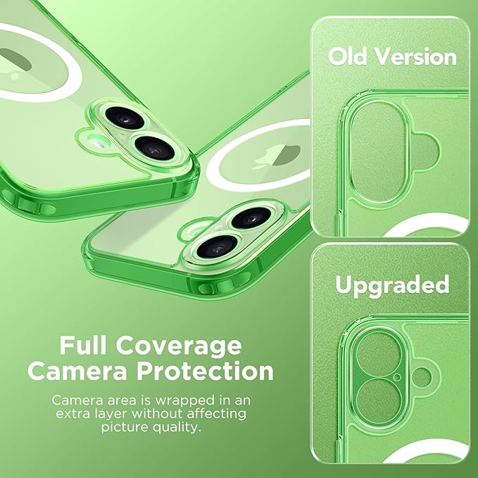 CAPRARO Magnetic Compatible with iPhone 16 Case, Upgraded [Full Camera Protection] [Compatible with MagSafe] Protective Translucent Matte Women Girl Phone Case Cover, Clear Green