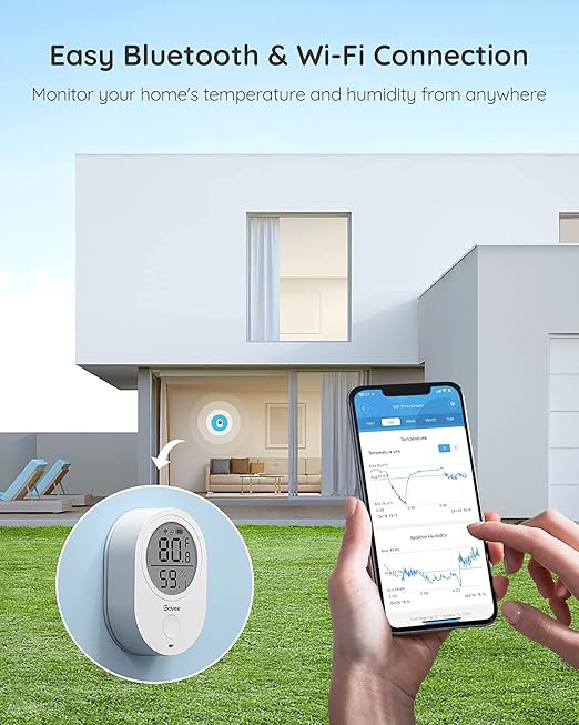 Govee WiFi Thermometer Hygrometer H5051, Bluetooth Indoor Temperature Humidity Monitor with App Notification Alert, Smart Humidity Sensor for Greenhouse Wine Cellar, 2 Years Free Data Storage Export