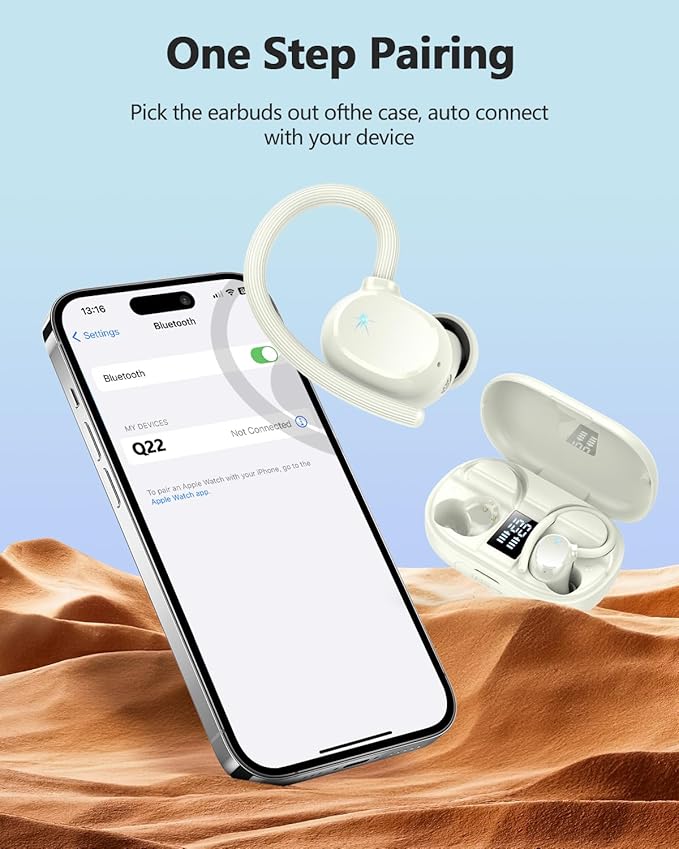 Wireless Earbuds, 2026 Bluetooth 5.3 Headphones HiFi Stereo, Bluetooth Earbuds with ENC Noise Cancelling Mic, IP7 Waterproof in Ear Earphones, 128H Dual LED Display Ear Buds for Workout Sports