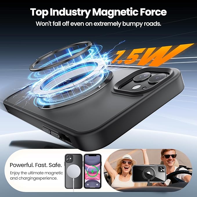 for iPhone 11 Case, Magnetic Kickstand Phone Case with [Military-Grade Protection] & [MagSafe Compatible], Slim Protective Cover for iPhone 11 Phone Case6.1 Black Kickstand