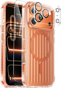 Magnetic Cooling Case for iPhone 17 Pro Max, with Air Vortex Heat Dissipation Technology, Anti-Fingerprint, Fit for MagSafe, Military-Grade Bumper, Included Camera Lens & Screen Protector,Orange