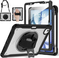 BRAECNstock Case for iPad Air 11-inch M4 2026/ M3 2025/ M2 2024 and Air 5th/4th Gen 10.9‘’ & Pro 11-inch 1st-4th 2018-2022 Kids Cover with Pencil Holder,Screen Protector,Handle Stand-Black