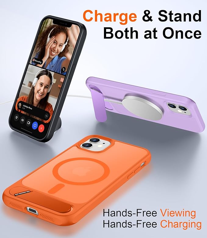 Magnetic Compatible with iPhone 11 Phone Case, [Built-in Invisible Kickstand][Compatible with MagSafe] [Military Grade Shockproof] Slim Translucent Matte Phone Case for iPhone 11 6.1"