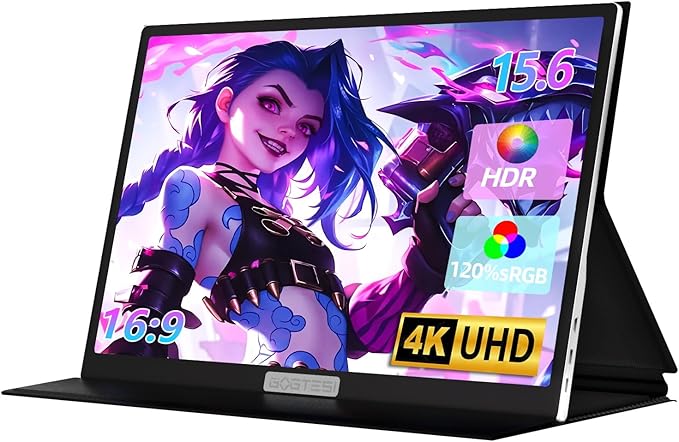 15.6 Inch 4K UHD Portable Gaming Monitor 120% sRGB Lightweight Metal Touchscreen with Type-C Mini HDMI Travel Monitor for Laptop, PC, Mac, PS4/5, Switch