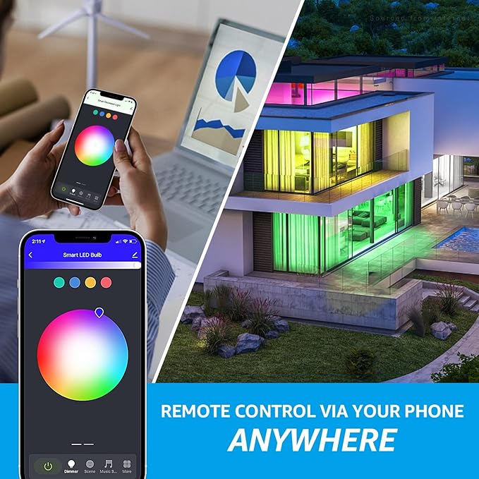 TORCHSTAR PAR30 WiFi Smart Spotlight Bulbs, RGB LED Color Changing Light, 10W, Google Assistant Amazon Alexa Compatible, 60W Equivalent, 2000K-5000K Tunable White CCT, E26 Base, No Hub Required
