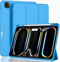 ZryXal New iPad Pro 13 Inch Case (M5) 2025 / (M4) 2024 with Pencil Holder, Smart iPad Case [Support Pencil Pro and Pencil (USB-C)], Support Touch ID and Auto Wake/Sleep (New Ocean Blue)