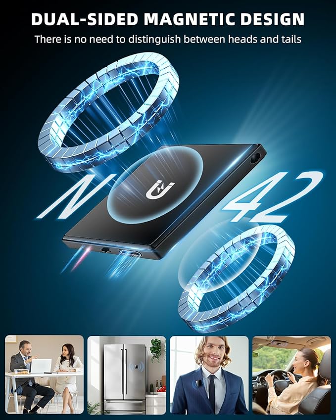 128GB Magnetic Voice Recorder,Audio Recorder with AI-Triple Intelligent Noise Cancellation,3072Kbps Recording Device with 9200Hours Store, Voice Activated Recorder for Lectures, Meetings, Intervie