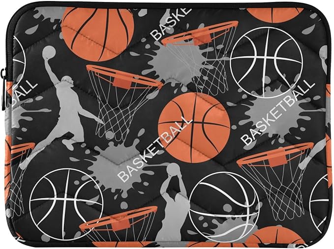 Cute Laptop Sleeve 13 inch Basketball Sport Laptop Bag 14 inch Waterproof Computer Bag for Women Laptop Accessories Computer Cover Bag for Tablet Men